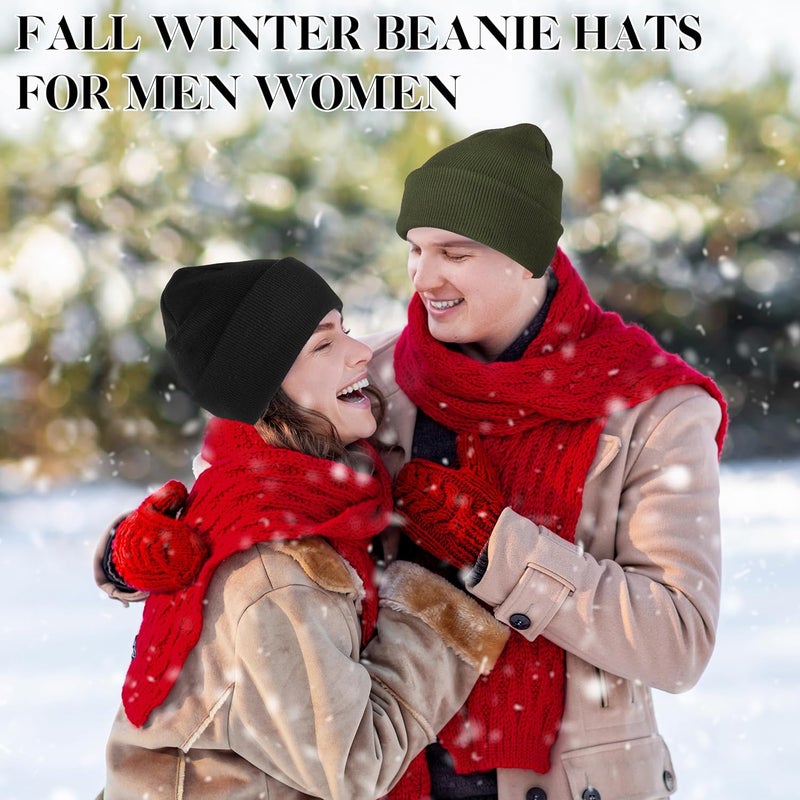 lucdnc Beanies for Men Women 2 Pack Fall Winter Men's Hats Unisex Warm Knit Skullies Beanies Soft Ski Caps - Image 5
